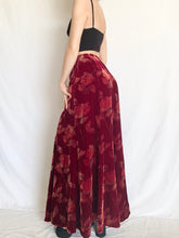 Load image into Gallery viewer, Red Velvet 90s Silk Rose Skirt (8)