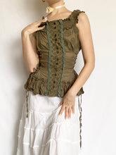 Load image into Gallery viewer, Evergreen Ruffle Corset Blouse (S)