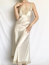 Load image into Gallery viewer, Ivory 1940s Satin Crepe Bias Cut Slip Dress & Lace Bed Jacket Set (M)