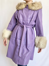Load image into Gallery viewer, 1970s Lilac Genuine Leather Pennylane Fur Trim Coat (8)