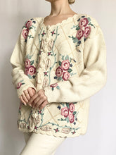 Load image into Gallery viewer, Romantic Embroidered Rosette Cardigan Sweater (S)