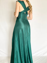 Load image into Gallery viewer, Emerald Green Vintage Pinstripe Slip Dress