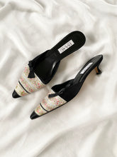 Load image into Gallery viewer, 1990s Isaac Mizrahi Floral Brocade Pointed Toe Kitten Heel Mules (7.5)