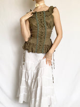 Load image into Gallery viewer, Evergreen Ruffle Corset Blouse (S)