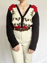Load image into Gallery viewer, Holiday Holly Button Up Cable-Knit Cardigan