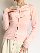 Load image into Gallery viewer, Pink 1950s Pointelle Cardigan (XS)