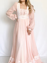 Load image into Gallery viewer, 1970s Gunne Sax Pink Romantic Renaissance Juliet Dress (XS)