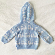 Load image into Gallery viewer, Blue Choo Choo Train Hooded Cardigan (18M)