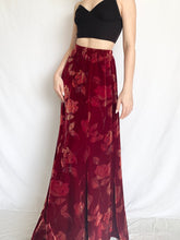 Load image into Gallery viewer, Red Velvet 90s Silk Rose Skirt (8)