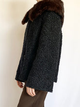 Load image into Gallery viewer, 1950s Black Mink Collar Coat (M)