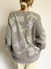 Load image into Gallery viewer, Hand Knit Periwinkle Floral Cardigan (M)