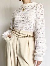 Load image into Gallery viewer, Snowfall Knit Pointelle 1980s Sweater (M)