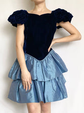 Load image into Gallery viewer, Blue Velvet Vintage 1980s Puff Sleeve Taffeta Mini Dress (XXS)
