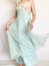 Load image into Gallery viewer, Baby Blue 1950s Vintage Nylon Peignoir & Nightgown Set (S)