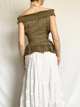 Load image into Gallery viewer, Evergreen Ruffle Corset Blouse (S)