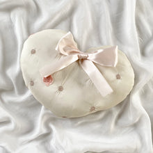 Load image into Gallery viewer, Pink and White Coquette Heart Bow Pillow