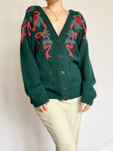 Load image into Gallery viewer, Green Floral Ribbon Embroidered Cardigan