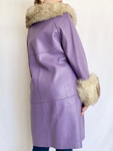 Load image into Gallery viewer, 1970s Lilac Genuine Leather Pennylane Fur Trim Coat (8)