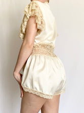 Load image into Gallery viewer, Lace Trim Angel Baby Satin Romper (L)