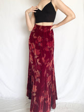 Load image into Gallery viewer, Red Velvet 90s Silk Rose Skirt (8)