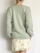 Load image into Gallery viewer, Sea Foam Romantic Pearl Embroidered Cardigan Sweater (S)