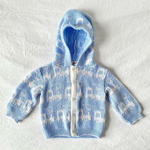 Load image into Gallery viewer, Blue Choo Choo Train Hooded Cardigan (18M)