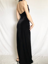 Load image into Gallery viewer, Black Velvet 90s Halter Dress (XS)