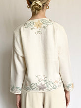 Load image into Gallery viewer, Pastel Flowers 1950s Hand Beaded Cardigan (S/M)