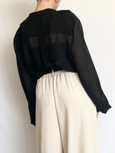 Load image into Gallery viewer, Black Silk Ruffle Blouse (M)