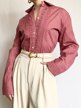 Load image into Gallery viewer, Mauve Floral Pinstripe Blouse (L)