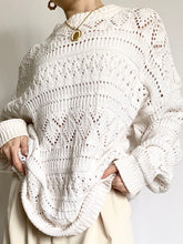 Load image into Gallery viewer, Snowfall Knit Pointelle 1980s Sweater (M)