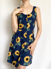 Load image into Gallery viewer, Vintage 1990s Navy Summer Sunflower Romper (S)
