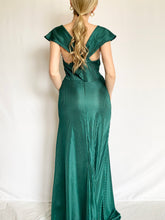 Load image into Gallery viewer, Emerald Green Vintage Pinstripe Slip Dress
