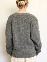 Load image into Gallery viewer, Heather Silk & Angora Blend Argyle 80s Cardigan (L)