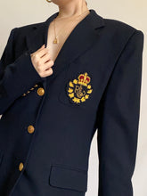 Load image into Gallery viewer, Vintage Ralph Lauren Navy Emblem Crest Wool Blazer (10)
