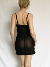 Load image into Gallery viewer, Black Mesh Rosebud Slip Dress (L)