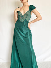 Load image into Gallery viewer, Emerald Green Vintage Pinstripe Slip Dress