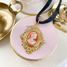 Load image into Gallery viewer, Orange Cameo Pendant Necklace and Brooch Set