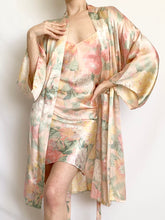 Load image into Gallery viewer, Victoria’s Secret Floral Pastel Silk Slip Dress and Robe Set (XS,S)