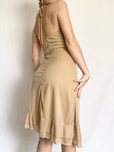 Load image into Gallery viewer, Gold Shimmer Y2K Halter Dress (S-M)