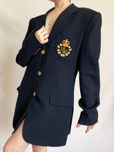 Load image into Gallery viewer, Vintage Ralph Lauren Navy Emblem Crest Wool Blazer (10)