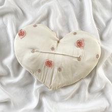Load image into Gallery viewer, Pink and White Coquette Heart Bow Pillow