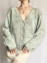 Load image into Gallery viewer, Sea Foam Romantic Pearl Embroidered Cardigan Sweater (S)
