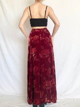 Load image into Gallery viewer, Red Velvet 90s Silk Rose Skirt (8)