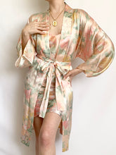 Load image into Gallery viewer, Victoria’s Secret Floral Pastel Silk Slip Dress and Robe Set (XS,S)
