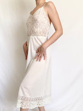 Load image into Gallery viewer, Sheer White Lace Bodice Vintage Slip Dress (XS)