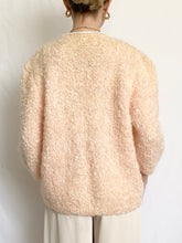 Load image into Gallery viewer, Peach 1950s Shearling Mohair Beaded Cardigan (S/M)