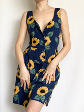 Load image into Gallery viewer, Vintage 1990s Navy Summer Sunflower Romper (S)