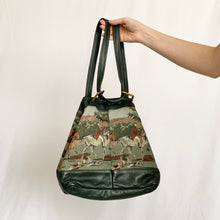 Load image into Gallery viewer, Forest Green Equestrian Tapestry Bag