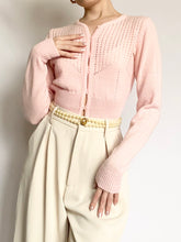 Load image into Gallery viewer, Pink 1950s Pointelle Cardigan (XS)